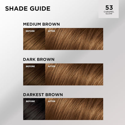 L'Oreal Paris Feria Multi-Faceted Shimmering Permanent Hair Color, High Intensity Hair Dye for 3X Highlights, 53 Caramel Glow, 1 Kit