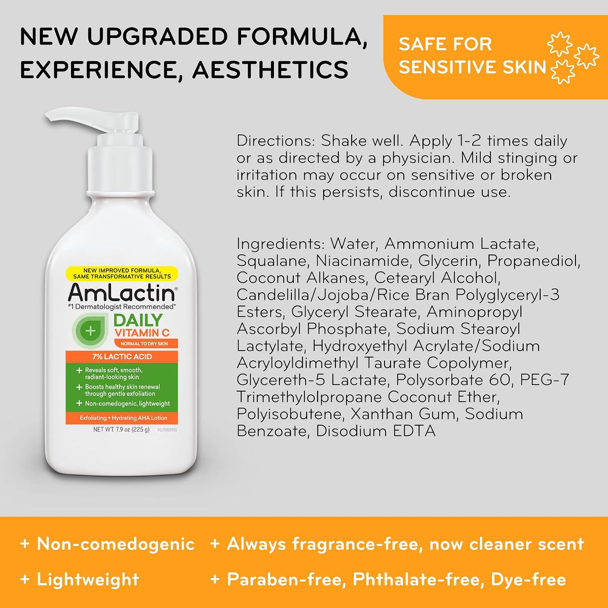 AmLactin Daily Vitamin C Lotion, 7% Lactic Acid, Dry Skin, 7.9 oz