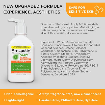 AmLactin Daily Vitamin C Lotion, 7% Lactic Acid, Dry Skin, 7.9 oz