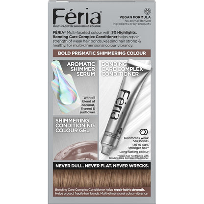 L'Oreal Paris Feria Multi-Faceted Shimmering Permanent Hair Color, B61 Downtown Brown (Hi-Lift Cool Brown), 1 Hair Dye Kit