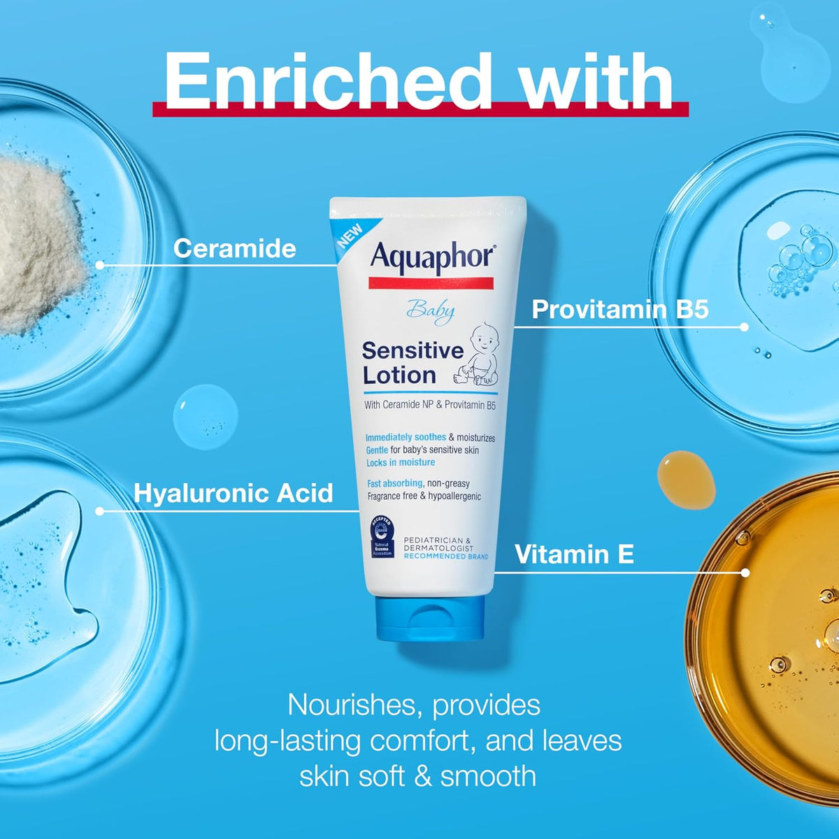 Aquaphor Baby Sensitive Lotion, Gentle Moisturizer, 8 Fl Oz (Pack of 12)