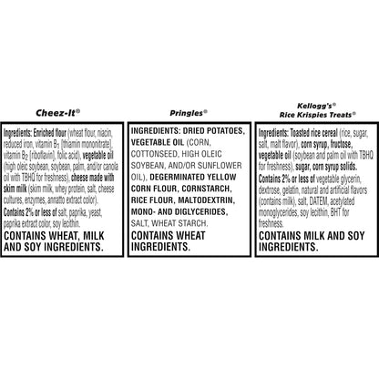 Cheez-It, Pringles, Rice Krispies Treats, Lunch Snacks, Sweet and Salty Variety Pack 9.8oz Box (12 Packs)
