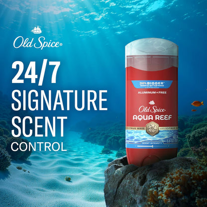 Old Spice Aluminum Free Deodorant for Men, 24/7 Odor Protection, 24/7 Freshness & Lasting Scent, Aqua Reef with Cypress Scent, 3.8 oz (Pack of 3)