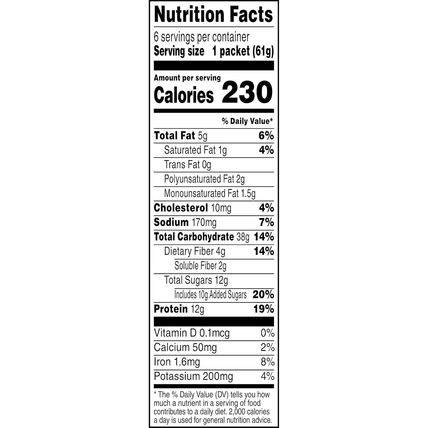 Quaker, Protein Instant Oatmeal, Banana Nut, 12.9 Oz, 6 Count (Pack of 12)
