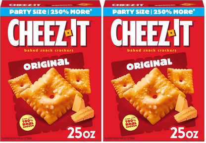 Cheez-It Cheese Crackers, Baked Snack Crackers, Lunch Snacks, Party Size, Original, 25 Ounce (Pack of 2)