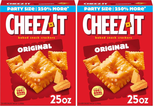 Cheez-It Cheese Crackers, Baked Snack Crackers, Lunch Snacks, Party Size, Original, 25 Ounce (Pack of 2)