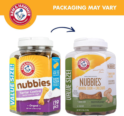 Arm & Hammer Nubbies Dental Treats Value Bucket, Peanut Butter, 139 Count