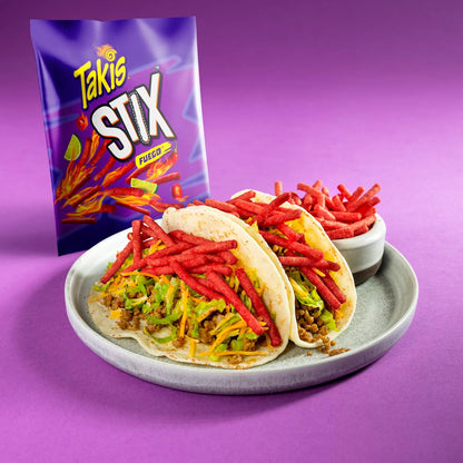 Takis Fuego Stix - Extreme Hot Chili Pepper & Lime Flavored Spicy Corn Sticks Snack Size Bag (Pack of 4)