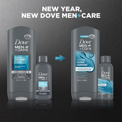 Dove Men+Care Body + Face Wash 6-Pack – Clean Comfort with 24HR Nourishing MicroMoisture, Lemon & Cedarwood Scent, 13.5 Oz Ea