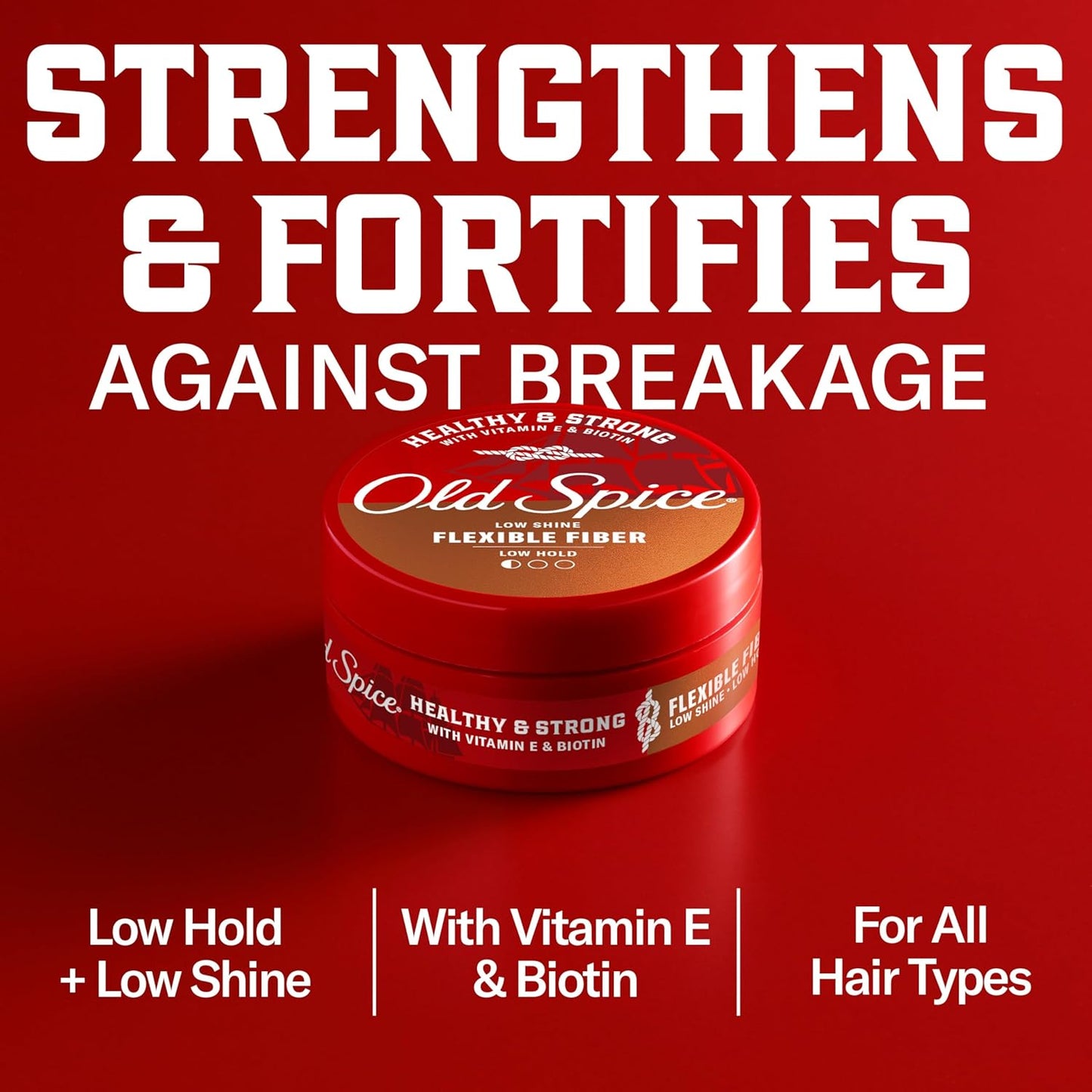 Old Spice Flexible Fiber for Men, Healthy & Strong with Vitamin E & Biotin, Men's Hair Styling Fiber, Low Hold, Low Shine, 2.22 oz, Twin Pack