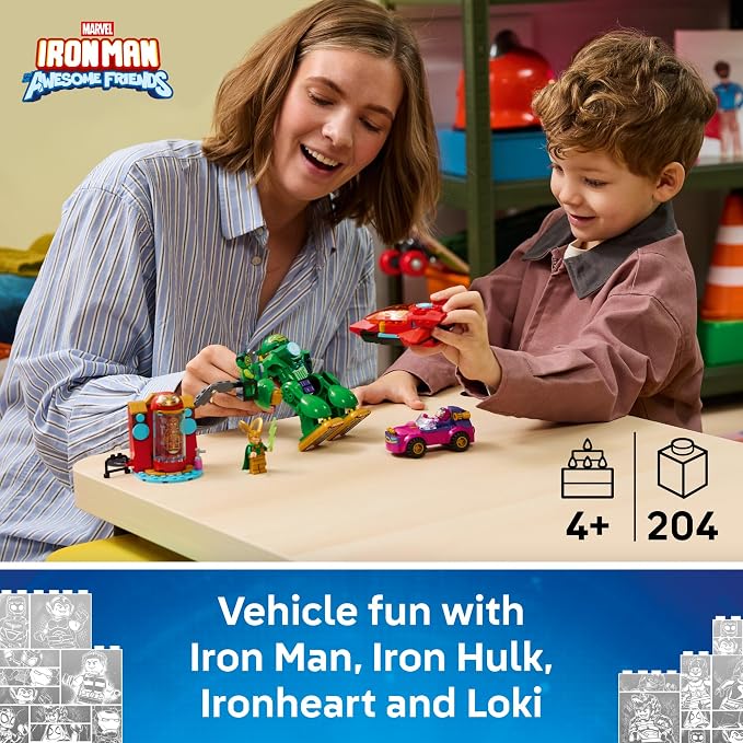 LEGO Marvel Iron Man and His Awesome Friends Loki vs. Team Iron Man 11211 | Preschool Building Toys for Boys & Girls, Ages 4+, Action Figures, Sturdy Build for Pretend Play, 204 pieces, Gift Idea