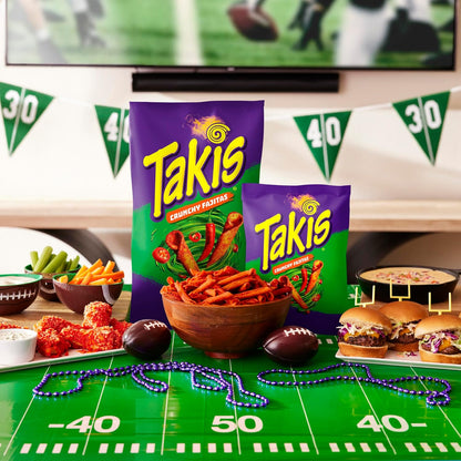 Takis Crunchy Fajitas Rolled Tortilla Chips, 9.9oz Bag | Mildly Spicy Flavor, Fajita Seasoning Flavor, Corn Snack Chips, Individual Bags, Sharing Size