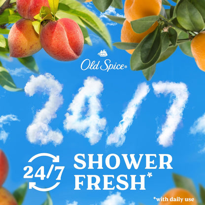 Old Spice Cleansing Body Wash for Men, 24/7 Shower Fresh with Lasting Scent, Moisturize & Renew, Gentle on Skin, Vitamin B3, Sunrise with Peach + Mandarin Peel Scent, 18 oz