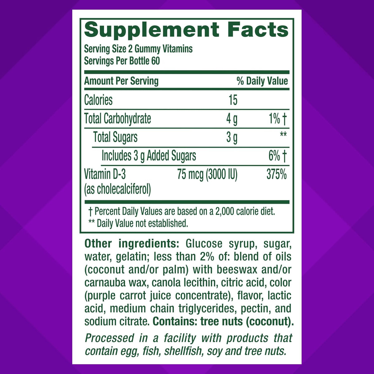 Vitafusion Vitamin D3 Gummies | 3000 IU (75 mcg) Per 2 Gummies