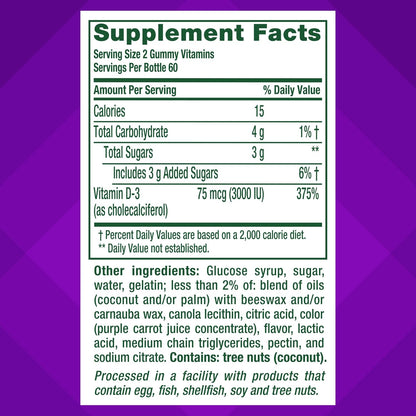 Vitafusion Vitamin D3 Gummies | 3000 IU (75 mcg) Per 2 Gummies