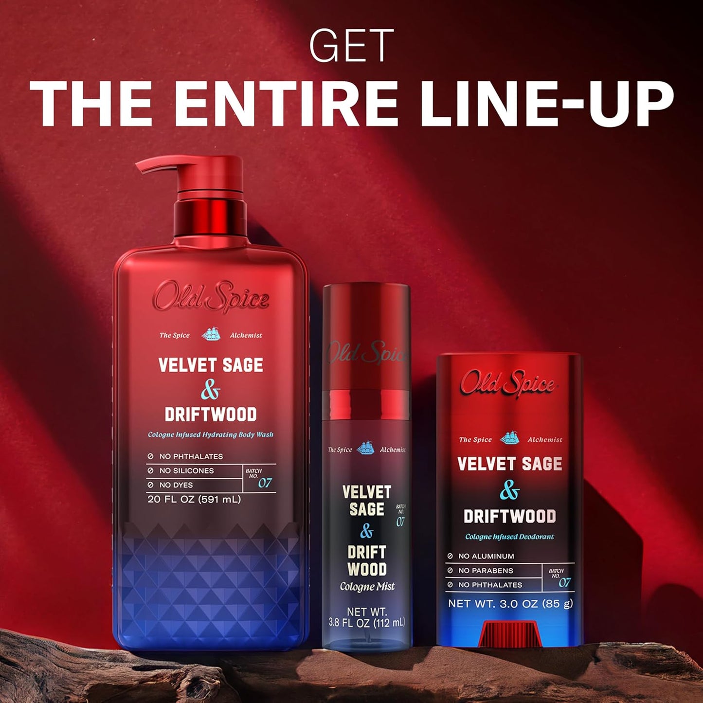 Old Spice Aluminum Free Deodorant for Men, The Spice Alchemist Collection, 24/7 Cologne Infused Scent, No Trade Off Formula, Free of Parabens & Phthalates, Velvet Sage + Drift Wood Scent, 3.0 oz