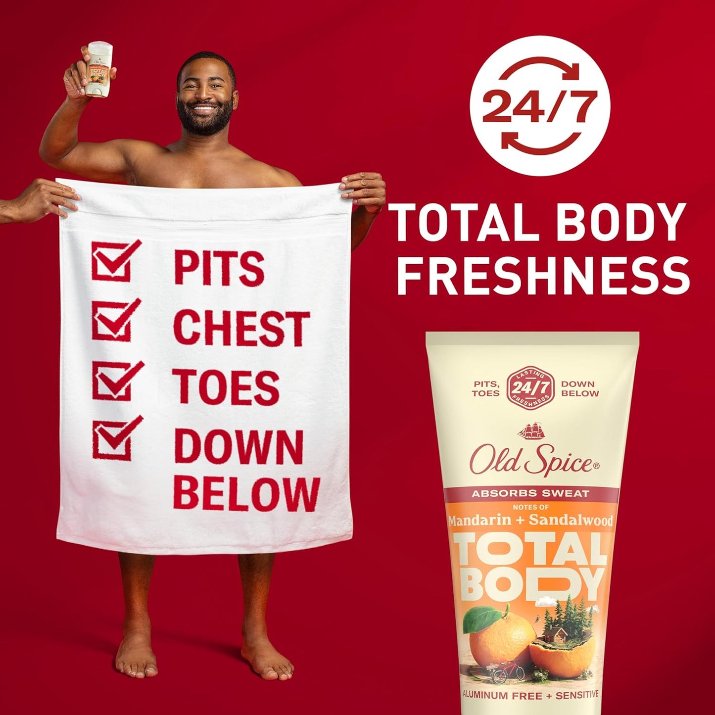 Old Spice Whole Body Deodorant Cream for Men, Aluminum Free, Mandarin + Sandalwood Scent, 24/7 Odor Protection, 24/7 Freshness, Dermatologist Tested, Gentle on Skin, Safe to Use All Over, 3.0 oz