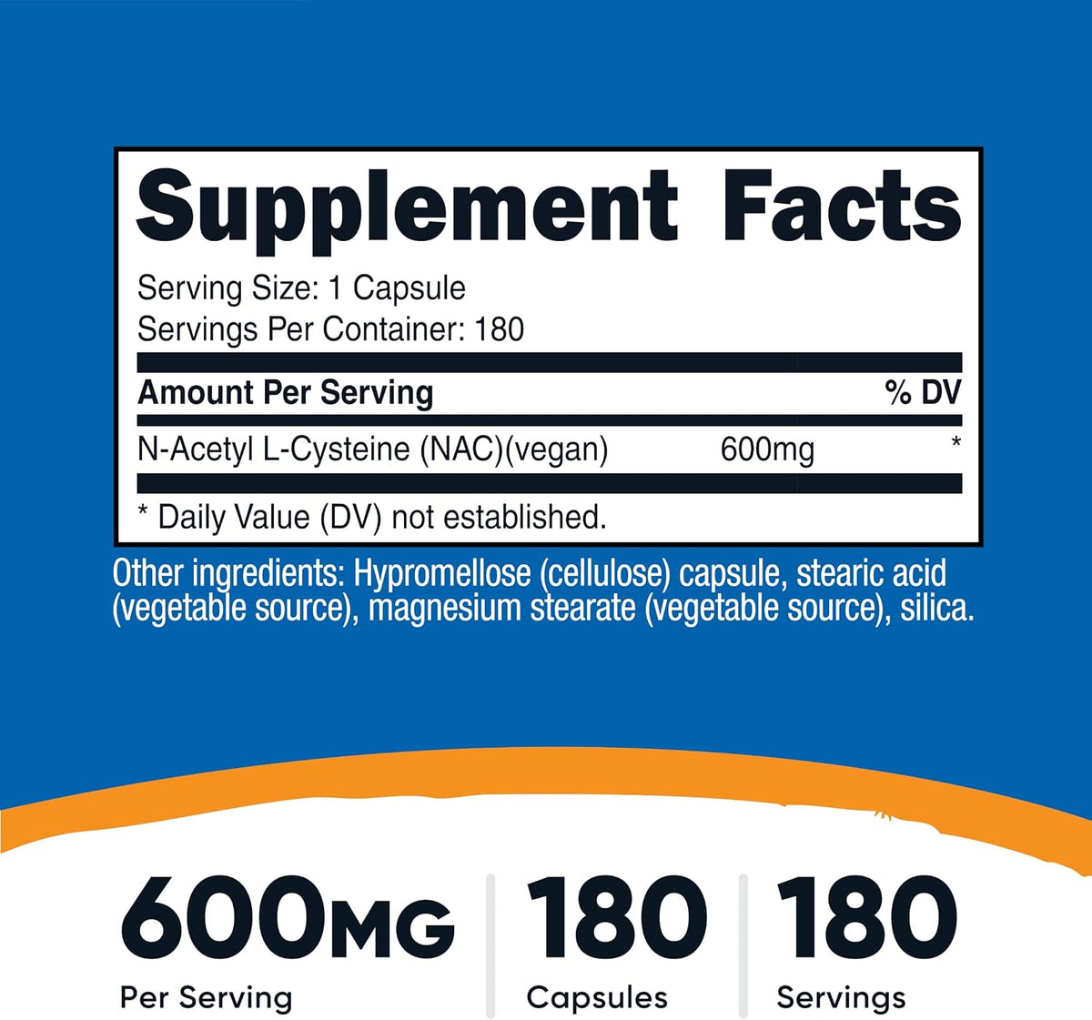 Nutricost N-Acetyl L-Cysteine (NAC) 600mg, 180 Capsules - Non-GMO, Gluten Free (Pack of 2)