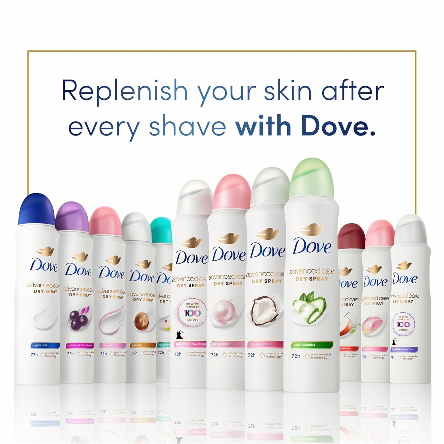 Dove Advanced Care Antiperspirant Deo Dry Spray Caring Coconut Pack of 12 to help your skin barrier repair after shaving 72h odor controlandall-day sweat protection for soft resilient underarms 3.8oz