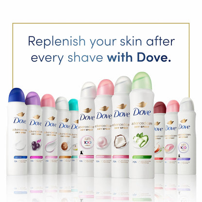 Dove Advanced Care Antiperspirant Deo Dry Spray Caring Coconut Pack of 12 to help your skin barrier repair after shaving 72h odor controlandall-day sweat protection for soft resilient underarms 3.8oz