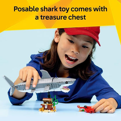 LEGO Creator Fierce Shark with a Treasure Chest Building Toy for Boys & Girls - Kids Build a Shark, Fish, or Manta Ray Animal Figure - Bedroom or Shelf Decor for Ages 8+ - 31381