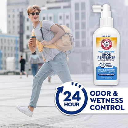 Arm & Hammer Shoe Refresher & Deodorizer Spray, Ocean Blast, 3.4 oz, 2 Pack