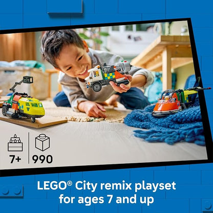 LEGO City Airplane, Service Truck & Hovercraft Remix Building Toy for Kids - Mix & Match Emergency Vehicle & Truck Toys for Pretend Play - Gift Idea for Boys & Girls, Ages 7+ - 60505