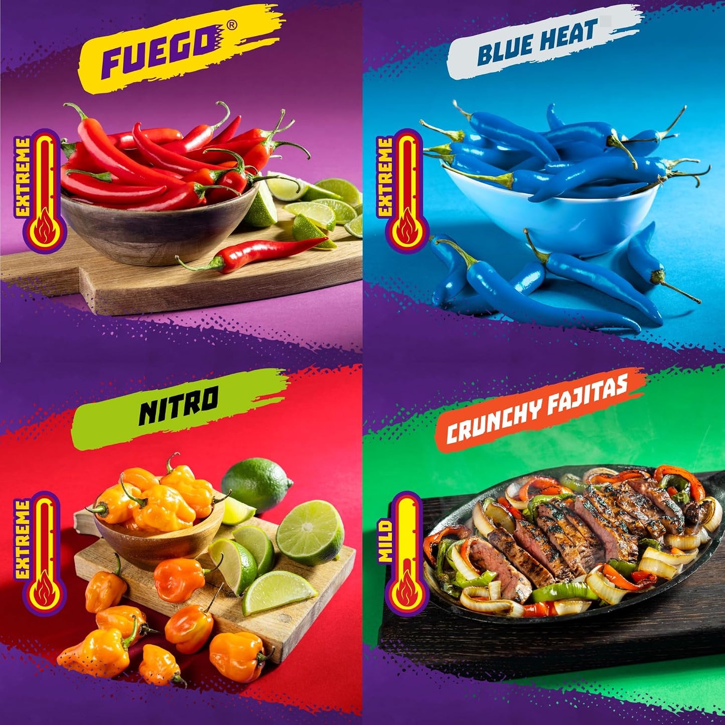 Takis Assorted Variety Pack Rolled Tortilla Chips, 18 Count | (5) Fuego, (5) Blue Heat, (4) Nitro, (4) Crunchy Fajita, Mild to Extremely Spicy, 1oz Individual Bags for Snacking
