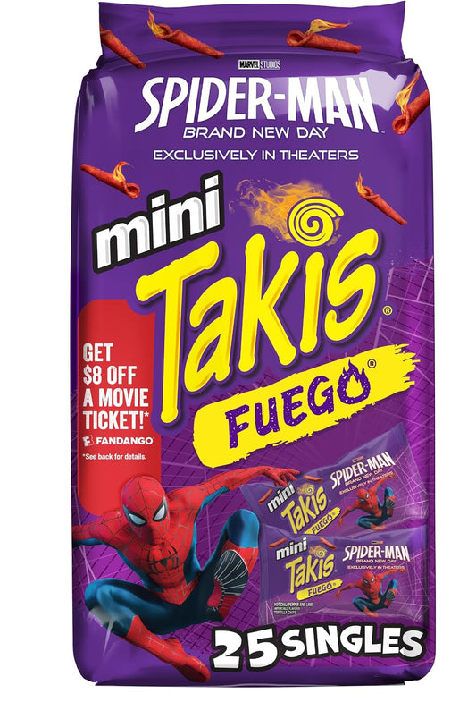 Takis Fuego Mini Rolled Tortilla Chips, 25 pc / 1.23 oz Multipack