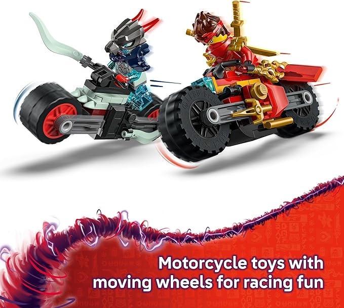 LEGO NINJAGO Kai's Motorcycle Speed Race Building Toy for Kids - Pretend Play Motorcycle Toy with 2 Minifigures - Building Blocks for Boys & Girls, Ages 6+ - Gift Idea for Birthdays - 71838