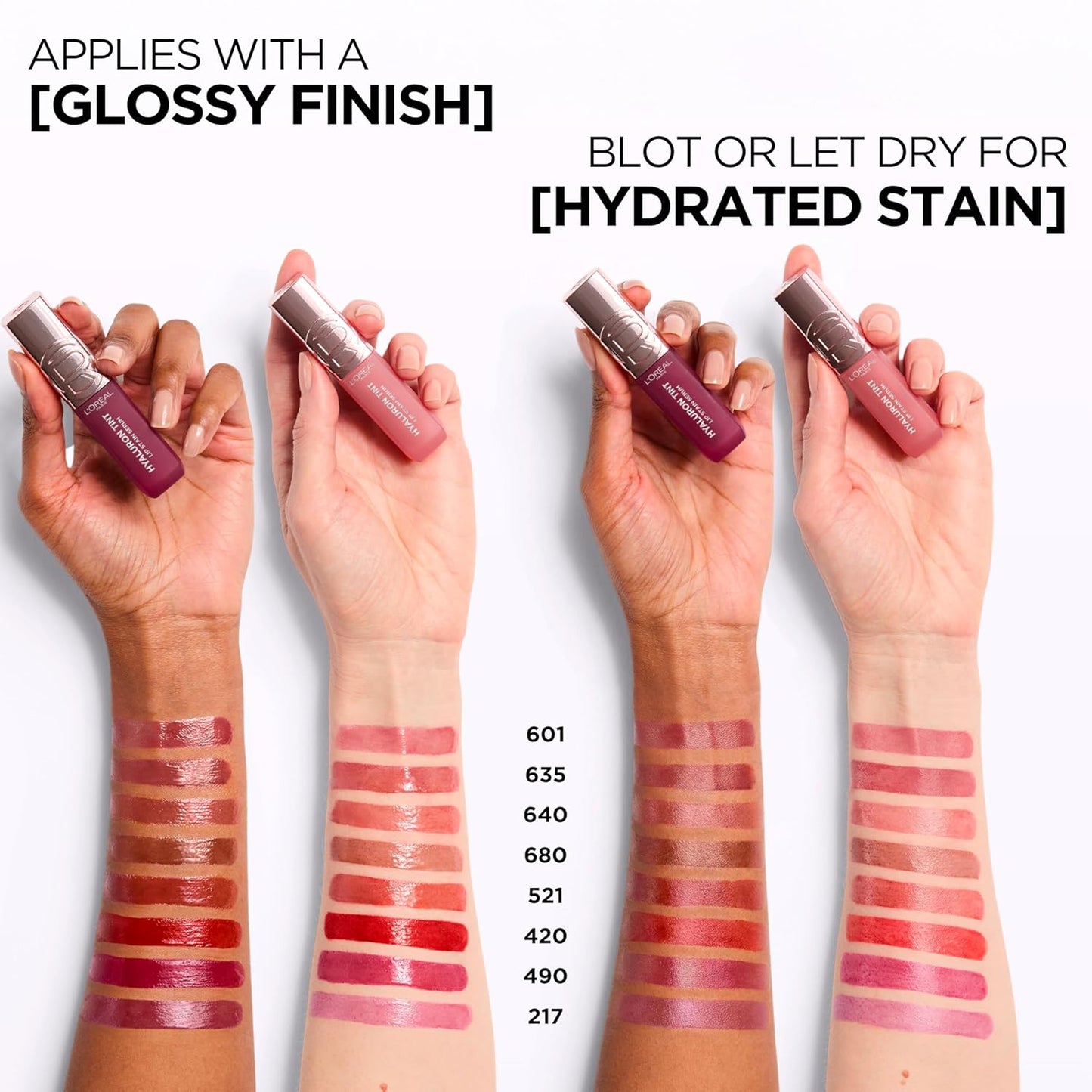 L'Oreal Paris Hyaluron Tint Lip Stain Serum, Long Lasting, Hydrating Lip Makeup Infused with Hyaluronic Acid, 420 Le Rouge Paris (Universal Red)