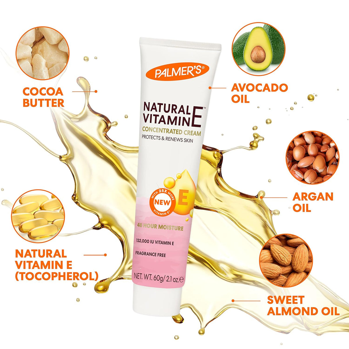 Palmer's Natural Vitamin E Concentrated Cream, 2.1 Ounce (Pack of 2)