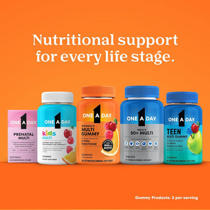 One A Day Men’s 50+ Multivitamins, Supplement with A, C, D, E and Zinc for Immune Health*, Calcium & More, 100 Tablets