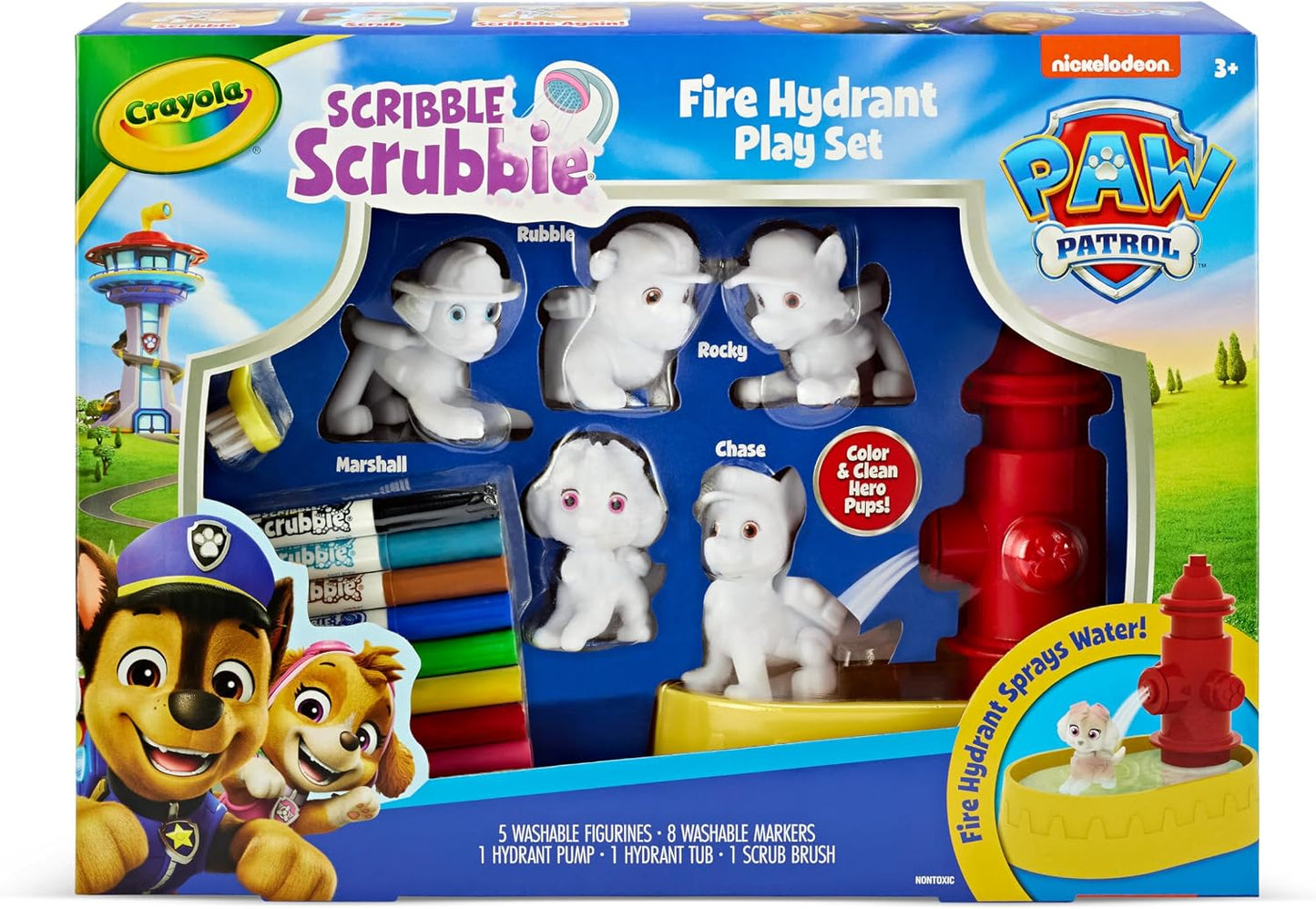 Crayola Scribble Scrubbies PAW Patrol Toy Playset, Washable Coloring Pets & Bath Tub Set with Marshall, Rubble, Rocky & Chase, Gift for Toddlers, Ages 3+