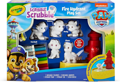 Crayola Scribble Scrubbies PAW Patrol Toy Playset, Washable Coloring Pets & Bath Tub Set with Marshall, Rubble, Rocky & Chase, Gift for Toddlers, Ages 3+