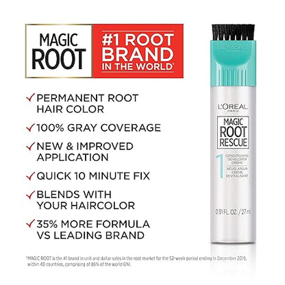 L'Oreal Paris Magic Root Permanent Hair Color Kit, 100% Gray Hair Coverage In Just 10 Minutes, Precision Brush Applicator for Seamless Application, 8 Medium Blonde (2 Count)