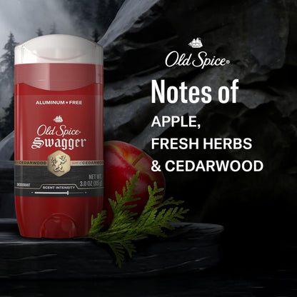 Old Spice Aluminum Free Deodorant for Men, 24/7 Odor Protection, 24/7 Freshness & Lasting Scent, Goes on Clean, Swagger with Cedarwood Scent, 3.0 oz (Pack of 2)