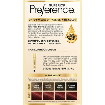 L'Oreal Paris Superior Preference Luminous Fade-Defying Permanent Hair Color, Hair Dye For Up to 9 Weeks of Radiance, Intense Dark Red RR-04, 1 Hair Dye Kit