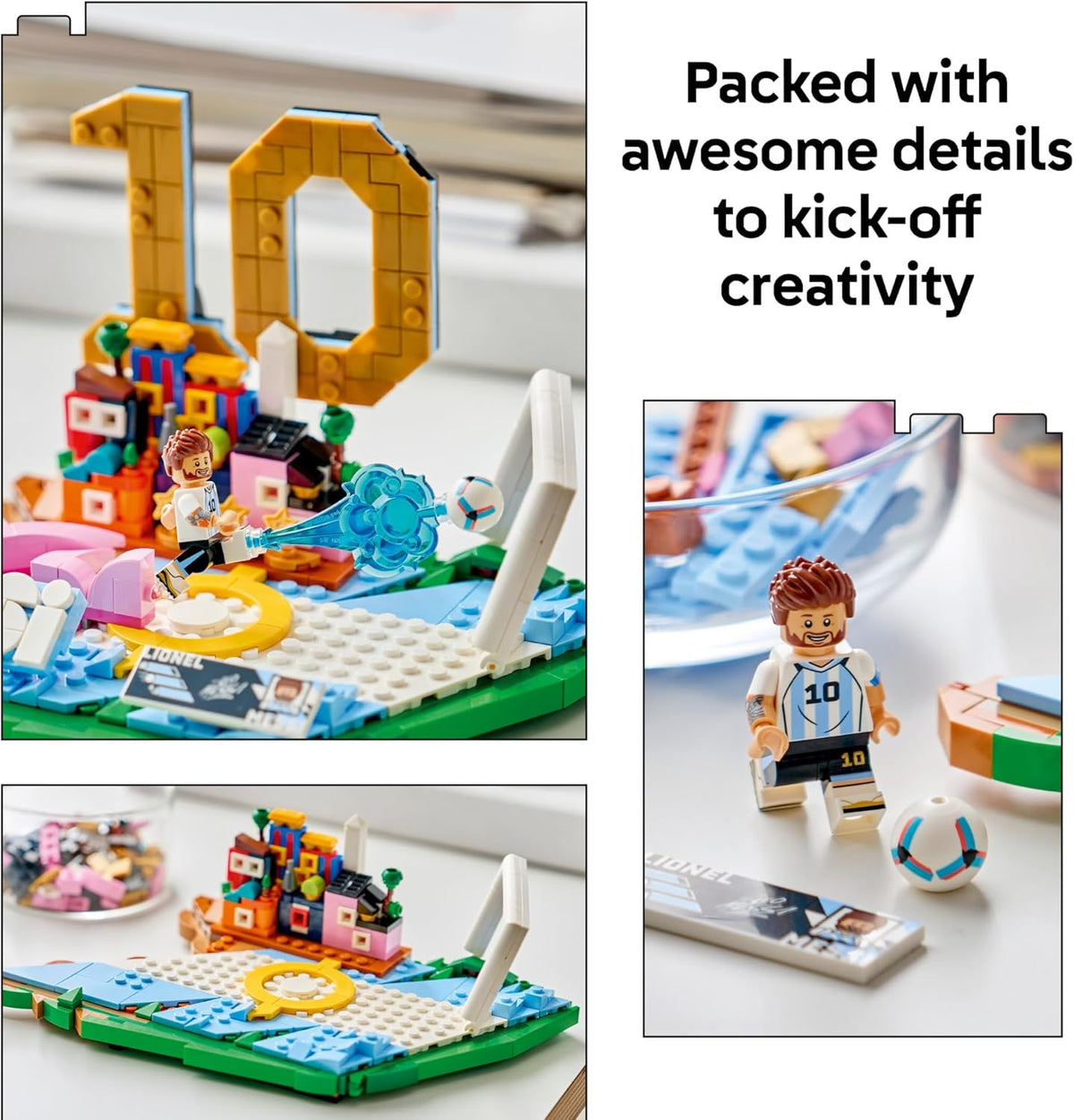 LEGO Editions Lionel Messi – Soccer Highlights - Building Set for Boys & Girls, Ages 10+ - Collectible Soccer Gift with Plaque - Kids Bedroom or Shelf Decor - 43011