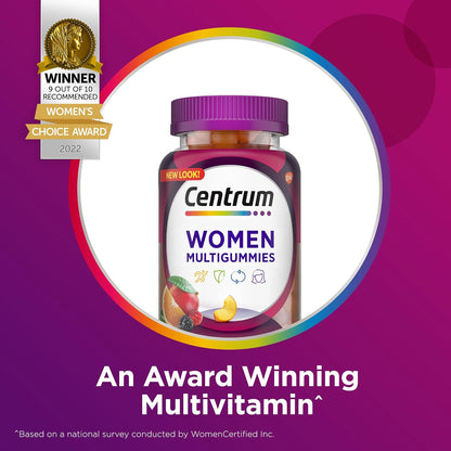 Centrum MultiGummies Gummy Multivitamin for Women, Multivitamin/Multimineral Supplement with Vitamin D3, B and Antioxidants, Assorted Fruit Flavor - 170 Count (Pack of 2)