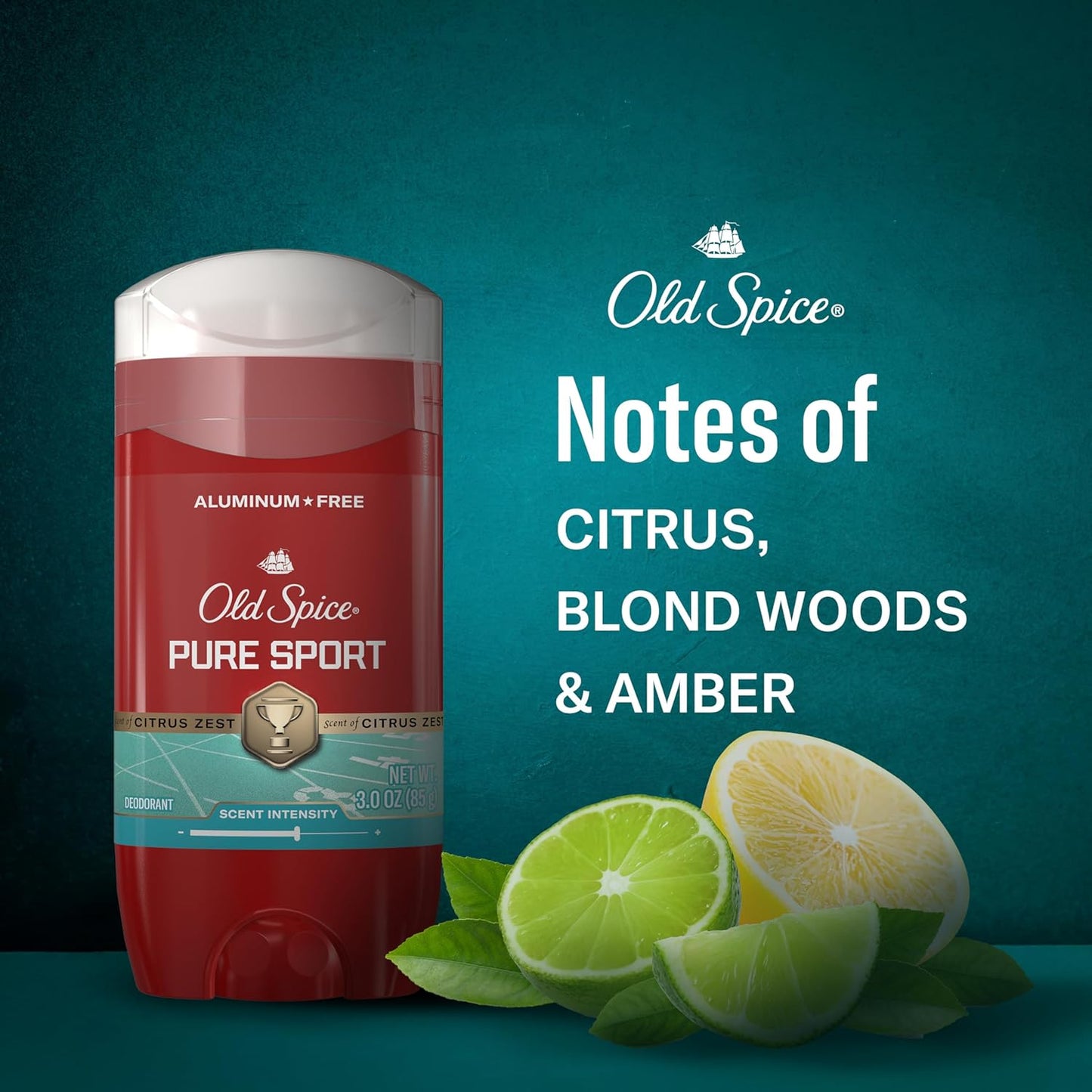 Old Spice Aluminum Free Deodorant for Men, 24/7 Odor Protection, 24/7 Freshness & Lasting Scent, Pure Sport with Citrus Zest Scent, 3 oz