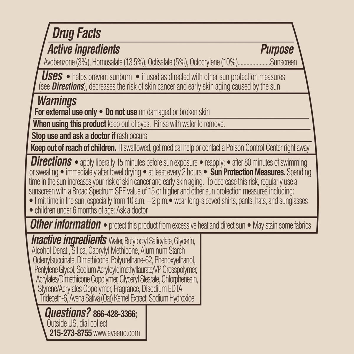 Aveeno Protect + Hydrate Sunscreen Lotion for Body & Face with Prebiotic Oat, SPF 60 Broad Spectrum Sunscreen, Paraben, & Oil Free, Water & Sweat Resistant (80-min) for Sensitive Skin, 3 Fl Oz