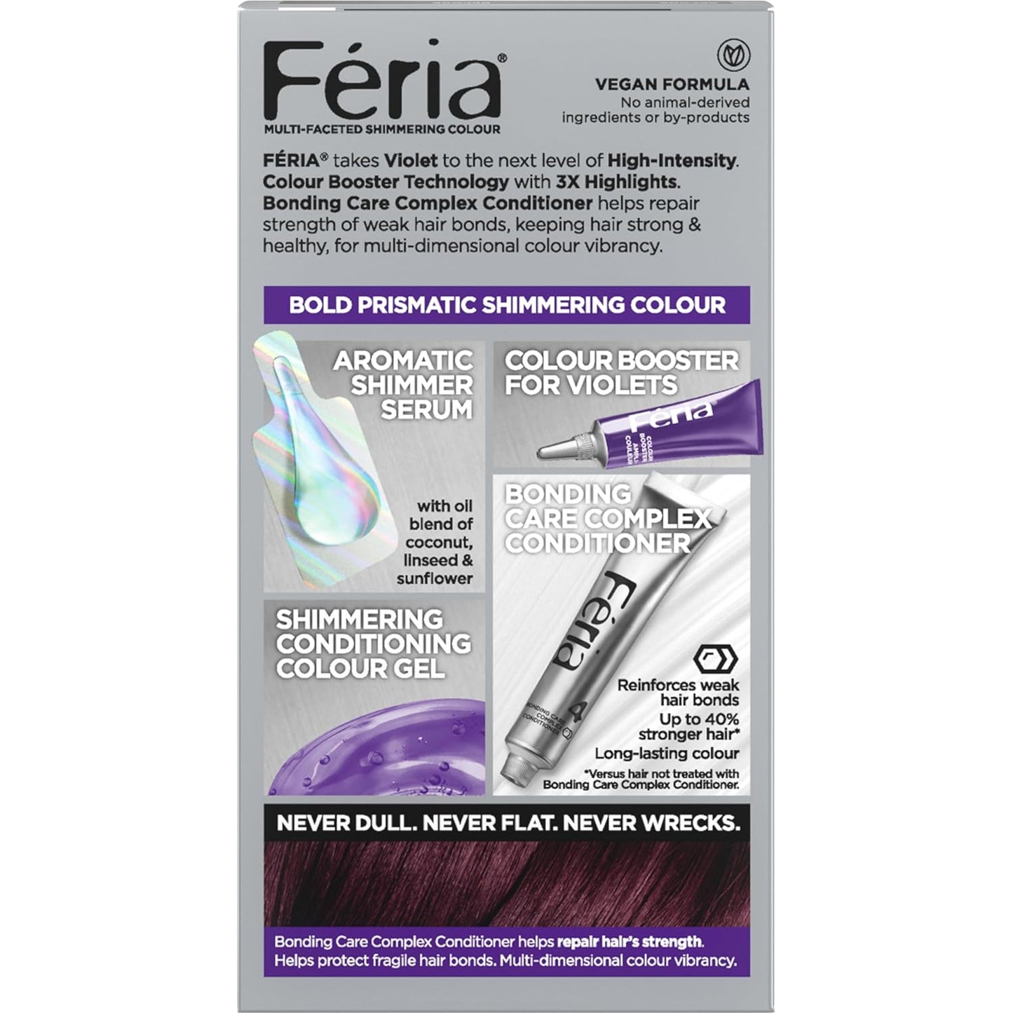 L'Oreal Paris Feria Multi-Faceted Shimmering Permanent Hair Color Hair Dye, V38 Violet Noir (Intense Deep Violet) (Pack of 2)