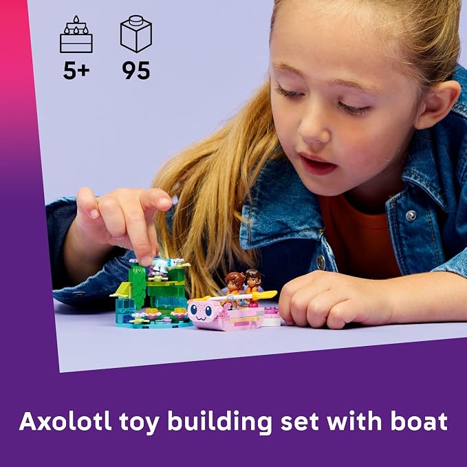 LEGO Friends Axolotl Adventure Boat Building Toy for Girls & Boys - Pretend Play Set for Kids, Ages 5+ - W/Leo Minidoll, Alba Microdoll, 2 Toy Pets, & Accessories - Gift Idea for Birthdays - 42681