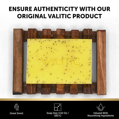 VALITIC Lemon Turmeric Soap for Dark Spots with Kojic Acid, 3 Pack