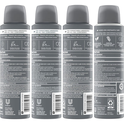 Dove Men+Care Dry Spray Antiperspirant Variety 4-Pack – Scented, Non-Irritating with Vitamin E, 72H Sweat & Odor Protection, 3.8 Oz Ea