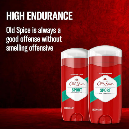 Old Spice Aluminum Free Deodorant for Men, High Endurance, 24/7 Lasting Freshness & Long Lasting Scent, 24/7 Advanced Sweat & Odor Protection, Pure Sport Scent, 3.0 oz (Pack of 2)