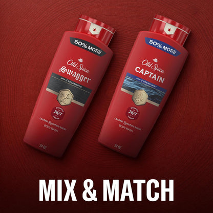 Old Spice Refreshing Body Wash for Men, 3X Defense, 24/7 Shower Fresh with Long Lasting Scent, Red Collection, Captain with Bergamot Scent, 24 oz (Pack of 4)