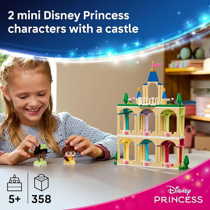 LEGO Disney Princess Mini Belle & Tiana with Castle Building Toy - Princess Toy Figures & Playset for Girls & Boys, Ages 5+ - Gift for Birthday - 43291