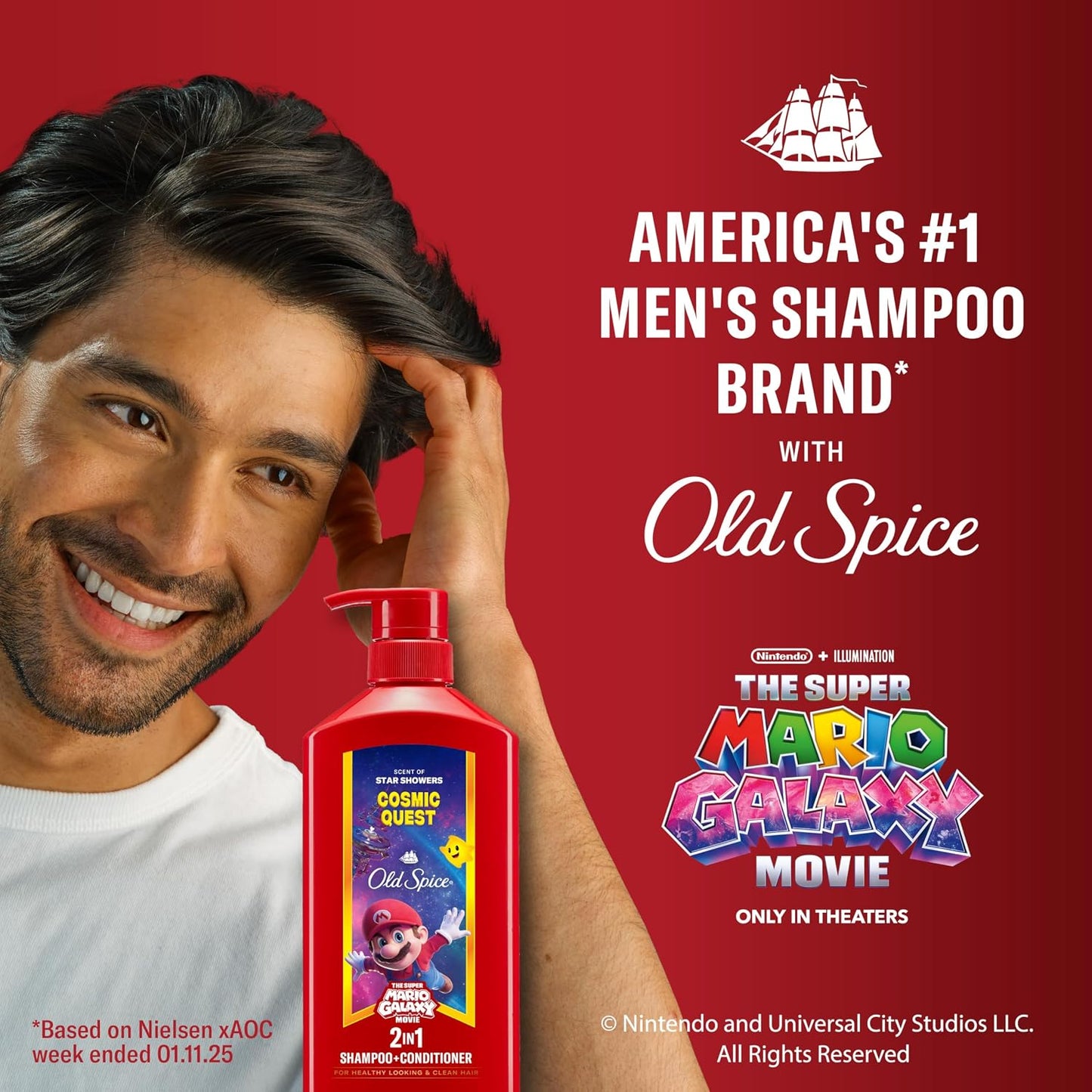 Old Spice Mens 2-in-1 Shampoo and Conditioner, Cosmic Quest, x The Super Mario Galaxy Movie, 21.9 fl oz
